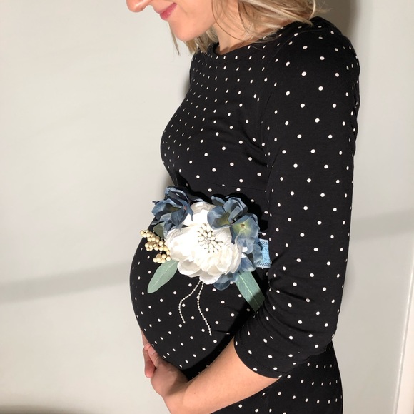 Belly Corsage - Blue/White - Blue Burlap Ribbon - Picture 10 of 12